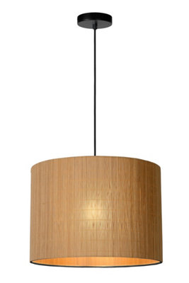 Lucide Magius Pendant Light - 42cm - Black/Light Wood - 1x E27 - Image 4