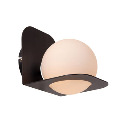 Lucide Davy Glass Flush Wall Light Black from B&Q