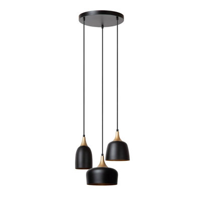 Lucide Chayanne 3 Light Cluster Ceiling Pendant Light Black from B&Q