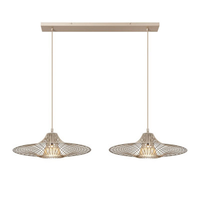 Netlighting Unisex Taupe Lucide Ellis Bar Pendant Ceiling Light 2Xe27 Size 2 - Image 3