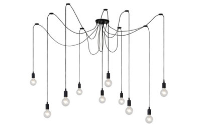 Lucide Unisex Black 'Fix' Dimmable Stylish Adjustable Height Indoor Pendant Light 10Xe27 In 200Cm - Image 4