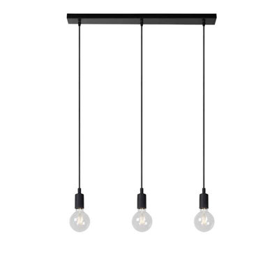 Lucide Fix Multiple 3 Light Bar Ceiling Pendant Light Black from B&Q