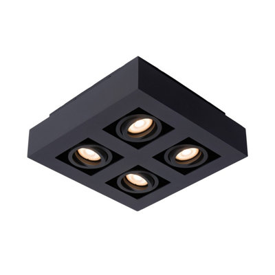 Lucide Xirax Modern Ceiling SpotlightLed Dim To WarmGu104X5W 2200K/3000KBlack from B&Q