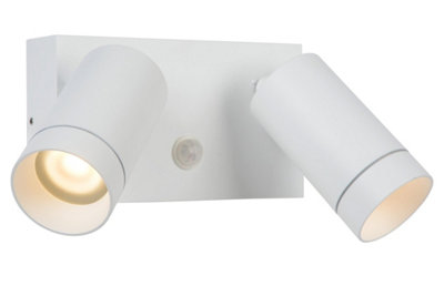 Lucide Taylor Modern Wall Spotlight Outdoor, Pir Sensor - 2Xgu10 - Ip54 - White