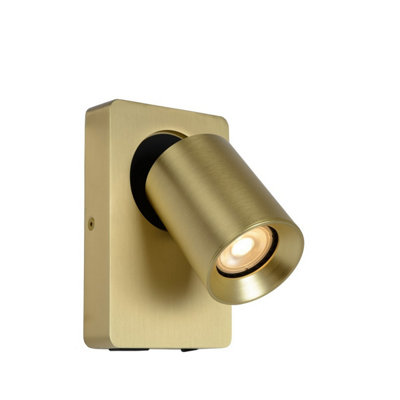 Lucide Nigel Modern Wall SpotlightLed Dim.Gu101X5W 3000KWith Usb Charging PointMatt GoldBrass from B&Q