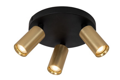 Lucide Ritmo Ceiling Spotlight Diameter 18Cm 3Xgu10 (Mr11)Matt GoldBrass from B&Q