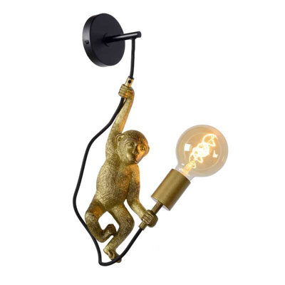 Lucide Extravaganza Chimp Wall Light Black / Gold from B&Q
