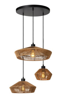 Lucide Unisex Brown 'Yunkai' Dimmable Stylish Adjustable Cluster Pendant Light 3Xe27 In Size 3 - Image 5