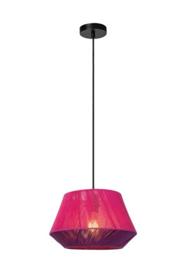 Lucide JESSICA Pendant Light - Pink Cotton - Adjustable Height - 1xE27 Bulb - Image 5