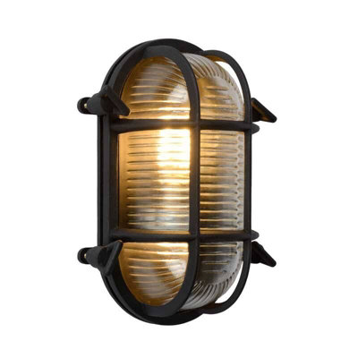 Lucide Dudley Oval Outdoor Flush Wall Light Black from B&Q