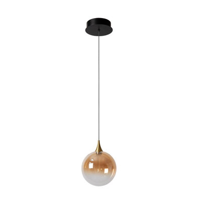Lucide Gisela Led Glass Ceiling Pendant Light Amber from B&Q