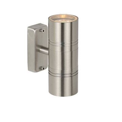 Lucide Arne Led Outdoor Up & Down Wall Light Satin Chrome from B&Q