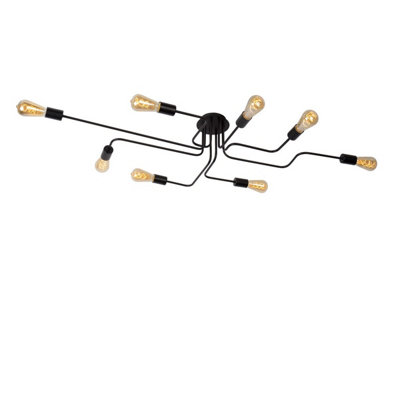 Lucide Lester Classic Flush Ceiling Light8Xe27Black from B&Q