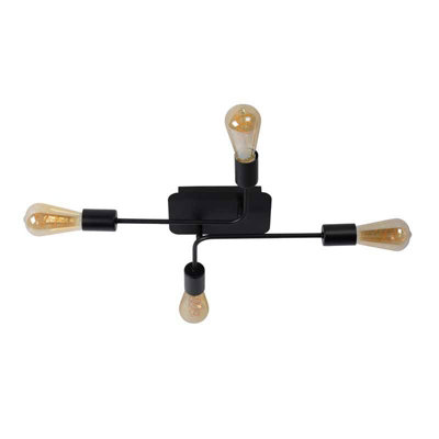 Lucide Lester 4 Arm Flush Ceiling Light Black from B&Q