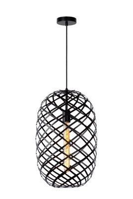 Lucide Wolfram Pendant Light - Modern Design - 32cm Diameter - Black Metal - 1x E27 Bulb Holder - Image 5