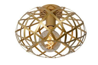 Lucide Wolfram Flush Ceiling Light - 30cm - Matt Gold, Brass - Modern Industrial Design - Image 4