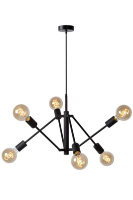 Lucide Lester Modern Pendant Light6Xe27Black from B&Q