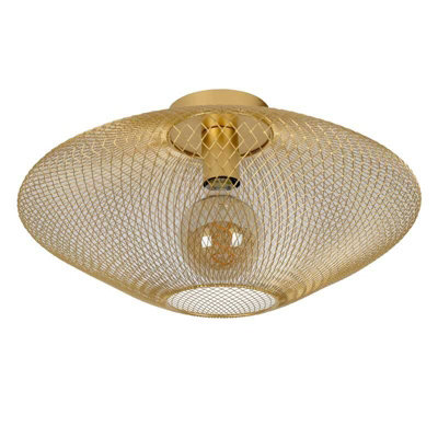 Lucide Mesh Flush Ceiling Light Matt Gold from B&Q