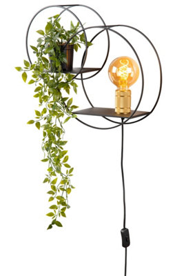 Lucide Circle Retro Wall Light - 1xE27 Bulb Holder - Black Metal - 43cm L x 38cm H - Image 6