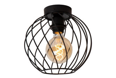 Lucide Light/Black Danza Classic Flush Ceiling - 1Xe27 25Cm