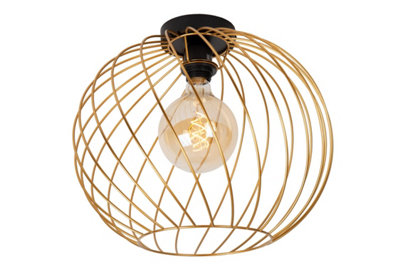 Lucide Light/Gold Danza Classic Flush Ceiling - 1Xe27 - Matt Brass 40Cm