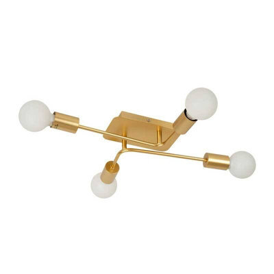 Lucide Lester 4 Arm Flush Ceiling Light Matt Gold from B&Q