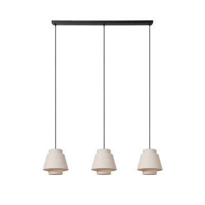 Lucide Tribute 3 Light Bar Ceiling Pendant Light Cream from B&Q