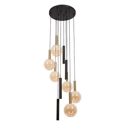 Lucide Josiane 10 Light Cluster Ceiling Pendant Light Black from B&Q