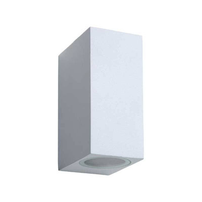 Lucide Zora Square Led Outdoor Up & Down Wall Light White from B&Q