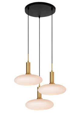 Lucide Singala Pendant Light - 3xE27 Bulbs - Matt Gold / Brass - Adjustable Height - Image 6