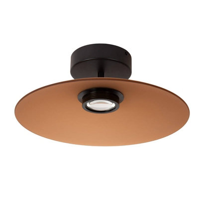 Lucide Menga Led Glass Semi-Flush Ceiling Light Amber from B&Q