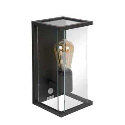 Lucide Claire Half Lantern Outdoor Wall Light With Pir Sensor Anthracite from B&Q