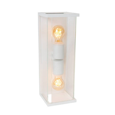 Lucide Claire Half Lantern Outdoor Twin Wall Light White from B&Q