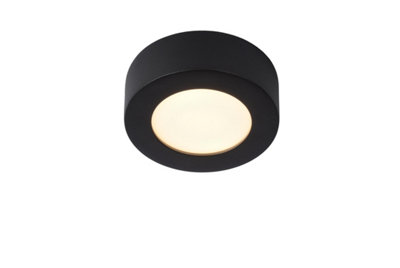 Lucide Brice-Led Modern Flush Ceiling Bathroom 11,7Cm - Led Dim. - 1X8w 3000K - Ip44 - Light/Black