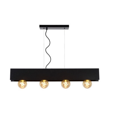 Lucide Light/Black Surtus Industrial Bar Pendant - 4Xe27 Size 4
