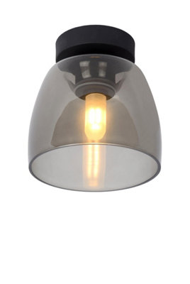 Lucide Tyler Bathroom Ceiling Light, Black/Smoke Grey - Image 6
