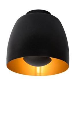 Lucide Nolan Flush Ceiling Light - 24cm - Black Metal - 1xE27 Socket - Image 4