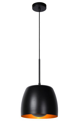 Lucide Nolan Classic Pendant 24Cm - 1Xe27 - Light/Black