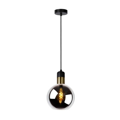 Lucide Julius Glass Ceiling Pendant Light Black Smoked from B&Q