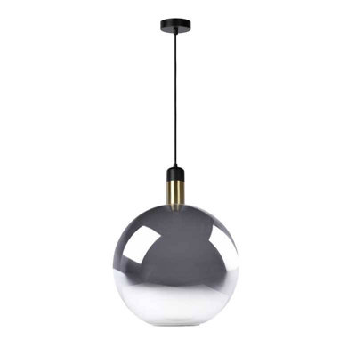 Lucide Large Julius Glass Ceiling Pendant Light Black Smoked from B&Q