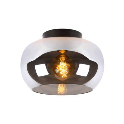 Lucide Judi Glass Flush Ceiling Light Smoked from B&Q