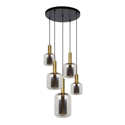 Lucide Joanet 5 Light Glass Cluster Ceiling Pendant Gold from B&Q