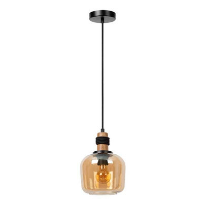 Lucide Ilona Small Glass Ceiling Pendant Light Amber from B&Q