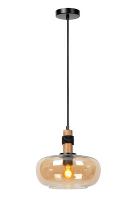 Lucide ILONA Pendant Light - 30 cm - Amber Orange Glass - Height Adjustable - Image 6