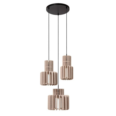 Lucide Rollo 3 Light Cluster Ceiling Pendant Light Taupe from B&Q