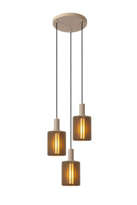 Lucide Lambres Pendant Light3Xe27Taupe from B&Q