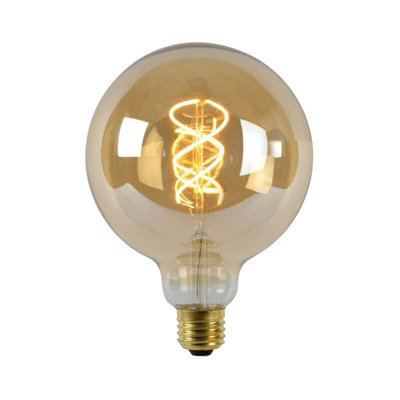 B&Q -  5W Led Dimmable Amber Decorative Filament 125mm Globe BulbScrew Cap  2200K Candlelight