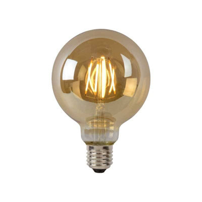 Lucide 5W Led Dimmable Amber Decorative Filament 95mm Globe BulbScrew Cap  2700K Warm White from B&Q