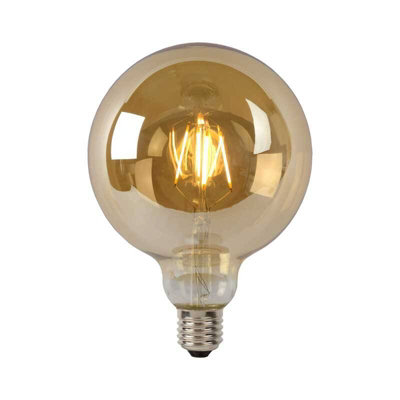 Lucide 8W Led Dimmable Amber Decorative Filament 125mm Globe BulbScrew Cap  2700K Warm White from B&Q