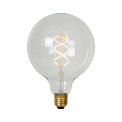 Lucide 5W Spiral Led Dimmable Clear Decorative Filament 125mm Globe BulbScrew Cap  2700K Warm White from B&Q
